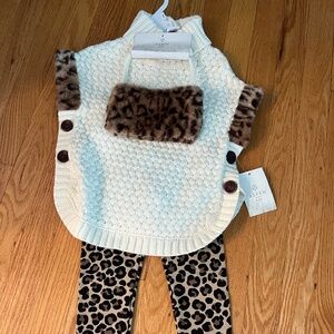 - aspen kids 3 piece outfit cheetah leopard print cable look sweater